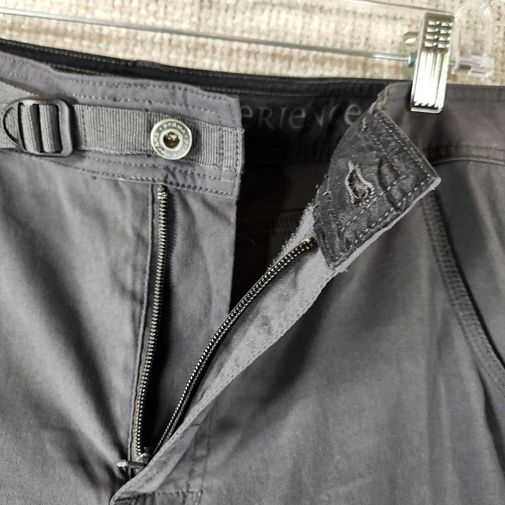 Prana Zion Cargo Pants Mens Large (36x29) Gray Roll Cuff Belted Hiking Casual